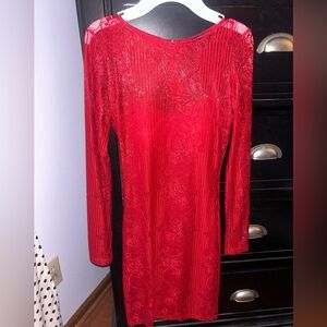 GUESS Midi Red Lace Dress